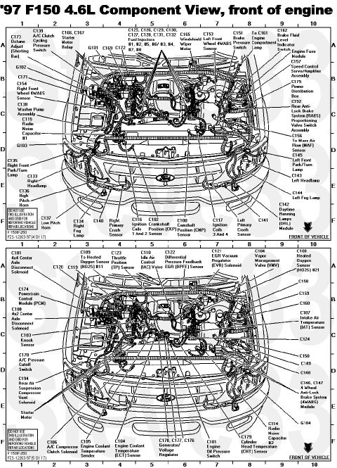 1983 Ford Bronco - '97 F150 4.6L Component View, front of engine