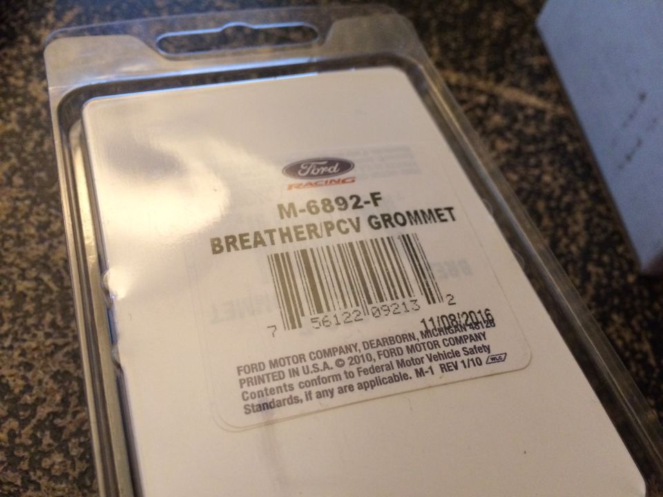 Ford Racing M-6892-F breather/PCV grommet in packaging. Part printed in 2010
