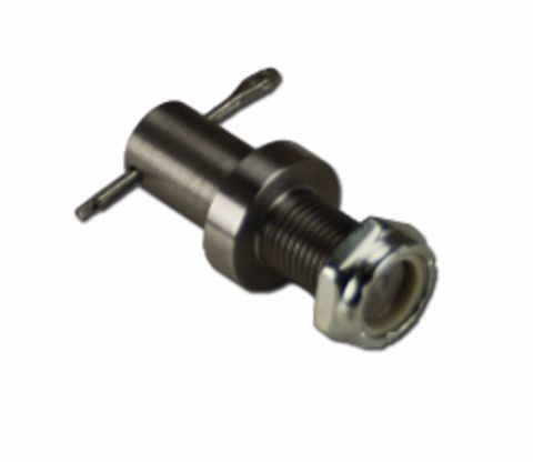 1971 Ford Mustang - This is a metal part with a threaded shaft and two pins, likely a component for a larger assembly.