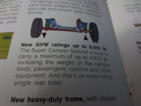 1967 Ford F-250 - Diagram illustrates new GVW ratings up to 9,500 lbs for the Super Camper Special.