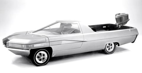 1971 Ford Ranchero - This concept vehicle features a unique, sharp-edged design and an unusual grille mounted in the cargo bed.