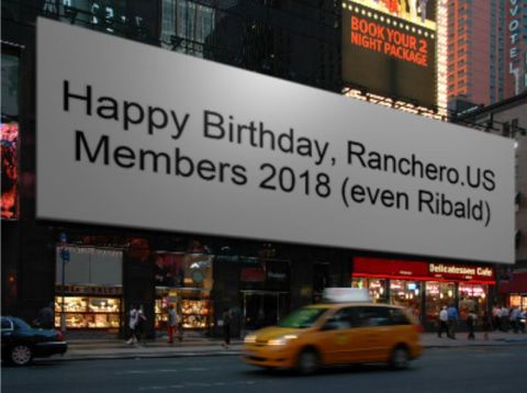1971 Ford Ranchero - A billboard in a city congratulates Ranchero.US members on their 2018 birthdays.