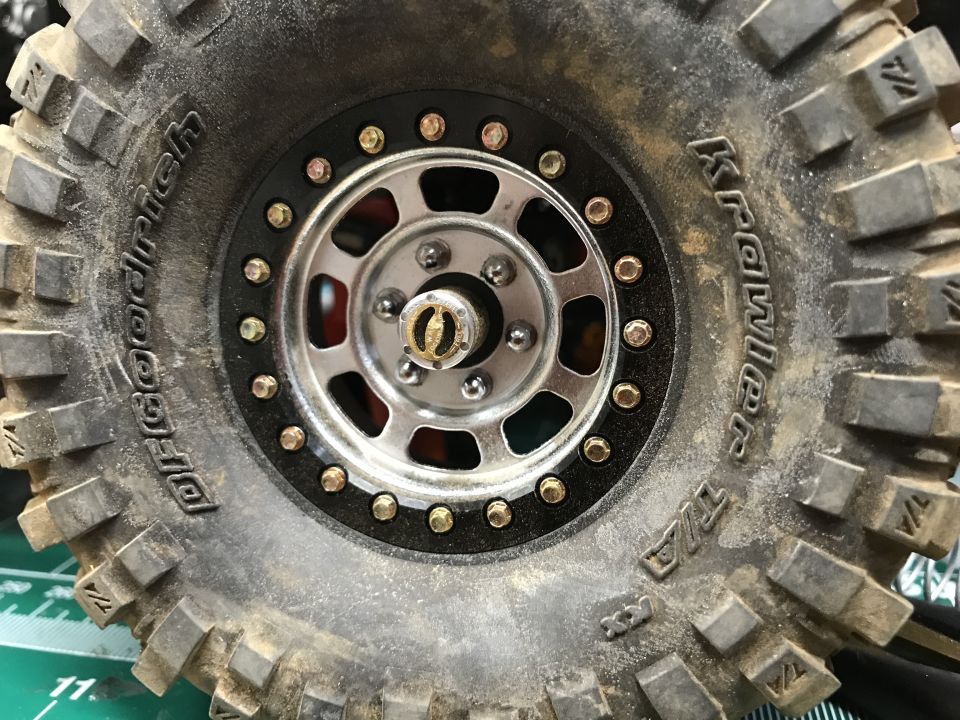 Close-up of BFGoodrich Krawler T/A tire on a beadlock wheel