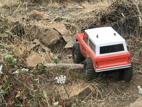 1989 Ford Bronco - This remote-controlled vehicle navigates a , rocky path, its off-road capabilities.