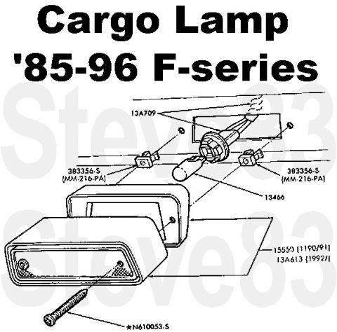 1983 Ford Bronco - '85-93 F-series Cargo Lamp ERROR: '94-96/7 F-series use a CHMSL cargo lamp, like '92-96 Broncos.