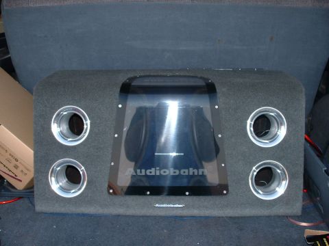 1990 Ford Bronco - This is a car subwoofer enclosure with the brand name 'Audiobahn' visible on the front.