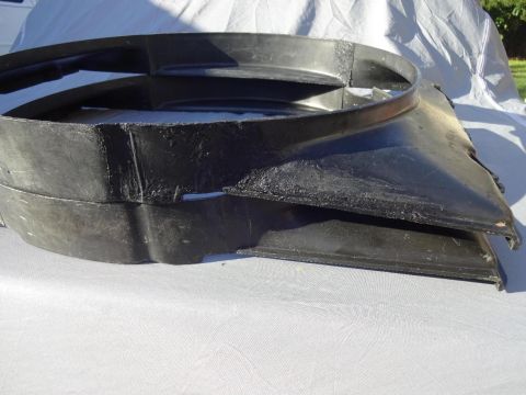1967 Mercury Cougar - This is a radiator fan shroud, likely for a vintage vehicle. The part is made of black plastic.
