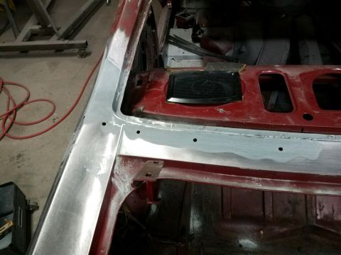 1968 Mercury Cougar - This vehicle's interior is undergoing restoration, with visible metalwork and primer applied to the body panels.
