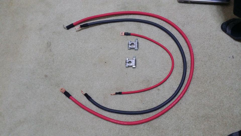 Better. Self built 1/0awg starter to battery and ground cables. 4ga battery to relay cable. Not pictured is a 1ga frame ground cable and 10ga relay to solenoid cable. Relay/solenoid cable would have been 6 or 8 gauge but could not find a female spade connector for that gauge cable at work.