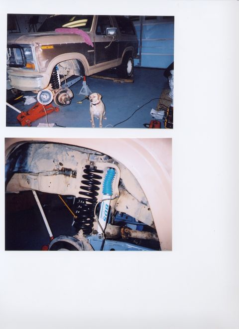 1983 Ford Bronco - Shocks/Springs installed. Sam looking over our shoulder