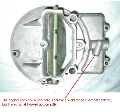 1979 Ford Bronco - This carburetor part has a port that was believed to connect to the charcoal canister, but was not correctly hooked up.