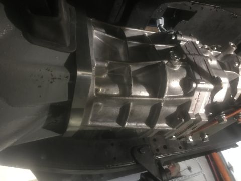 1974 Ford Bronco - Close-up of the vehicle's transmission assembly, showing mechanical details.