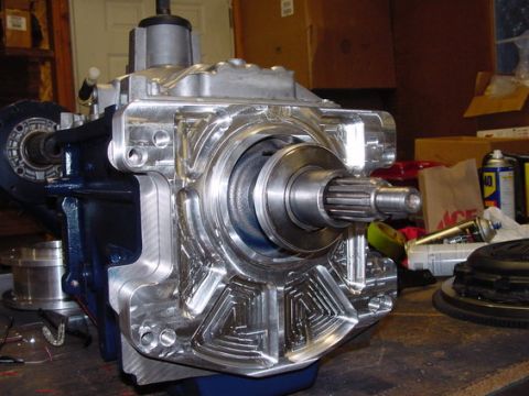 1979 Ford Bronco - Custom transmission housing with a splined output shaft, likely for a performance application.