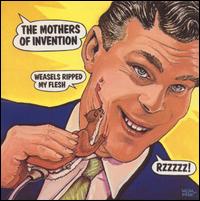 1967 Ford Custom Wagon - This illustration depicts a man with a weasel attached to his face, accompanied by text related to 'The Mothers of Invention'.