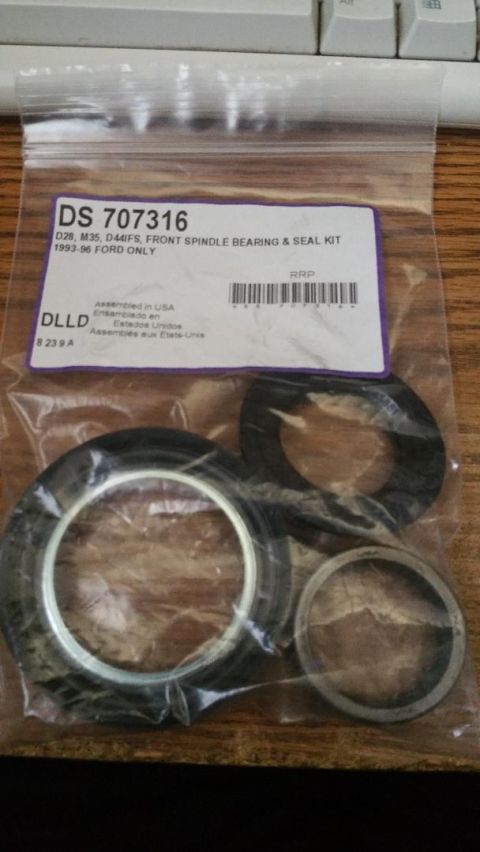 1996 Ford Bronco - A front spindle bearing and seal kit is shown in its packaging, labeled for 1993-96 Ford vehicles.