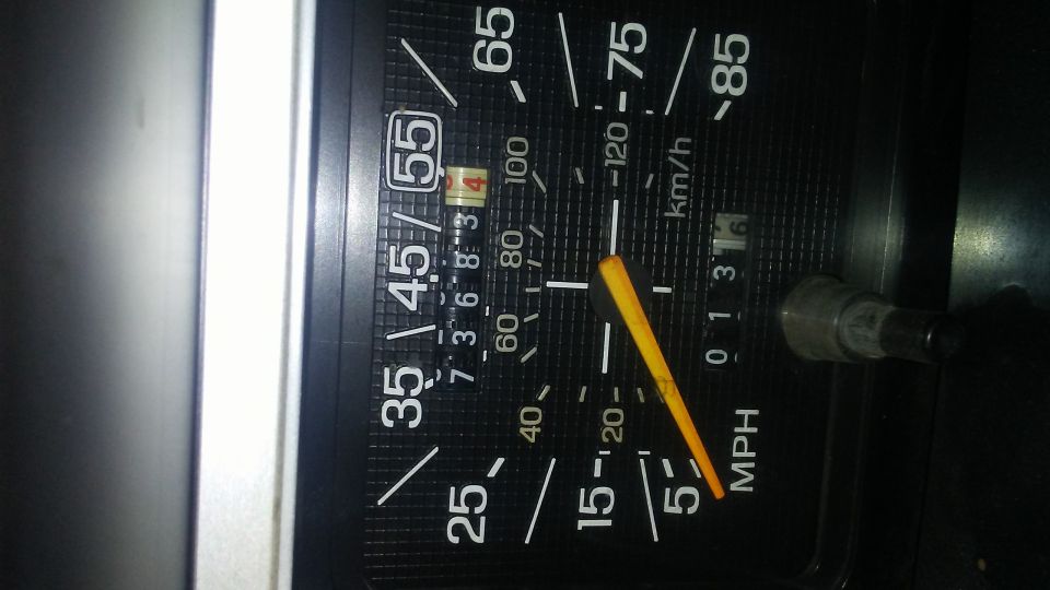 Speedometer showing 5 mph, odometer reads 01316. There's a 55 mph speed limit indicator