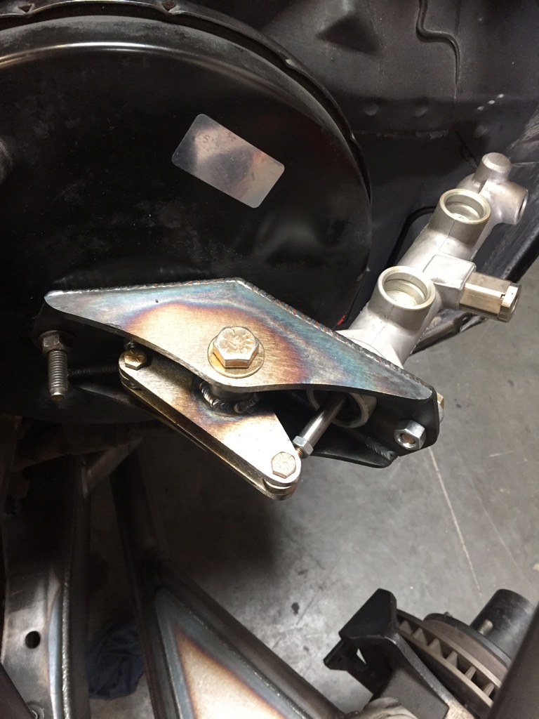 Custom brake booster and master cylinder assembly with fabricated bracket