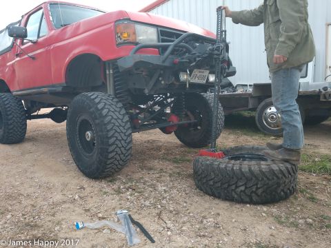 1989 Ford Bronco - beads were so tight they lifted the truck off the ground before they broke.