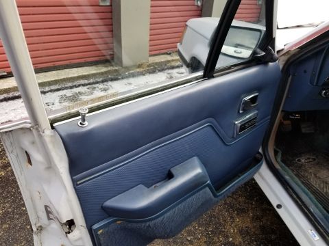2001 Ford Crown Victoria - Photo of the blue front door panel of a Ford sedan, not a technical document.