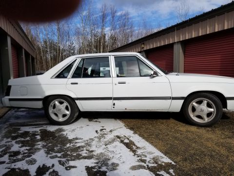 2001 Ford Crown Victoria - Photo of the side profile of a white Ford LTD sedan, not a technical document.