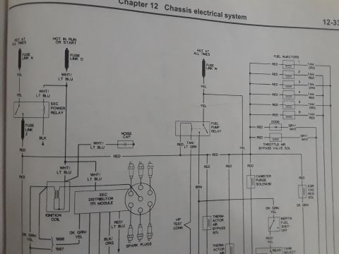 1994 Ford Bronco - This diagram details various electrical components of a vehicle's system, including fuel and ignition circuits.