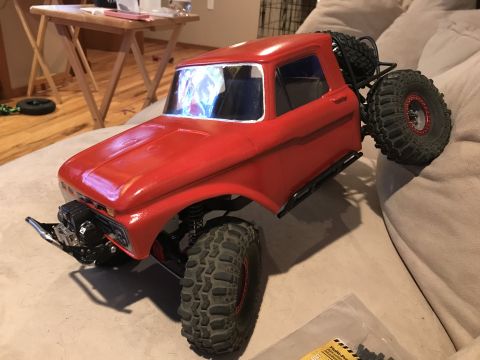 1989 Ford Bronco - This is a red RC rock crawler body, not a 1989 Ford Bronco.