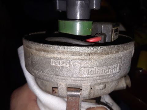 1985 Ford Bronco - This is a close-up view of a Motorcraft distributor, a component of a vehicle's ignition system.