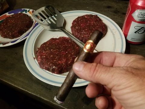 2018 Ford Bronco - Preparing to grill burgers with a cigar and a beer.