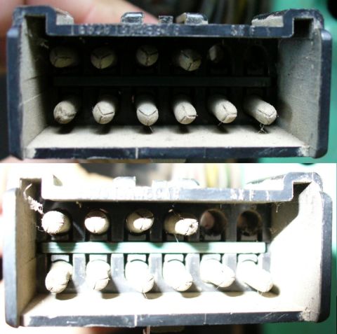 1992 Ford Bronco - Bottom side of the unused 12-pin connector with parking light (brown) input.