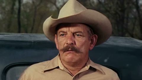 1967 Ford Custom Wagon - A close-up shot of a man wearing a cowboy hat and a tan collared shirt.