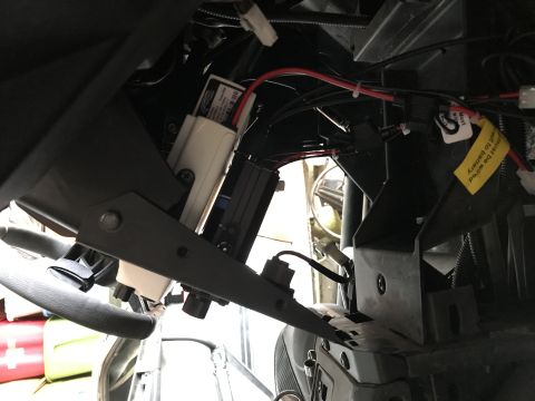 1988 Ford Bronco - Close-up of vehicle interior showing complex wiring and electronic components.