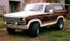 1980 Ford Bronco - A classic 1980 Ford Bronco is parked outdoors, showing its distinctive two-tone paint and woodgrain trim.