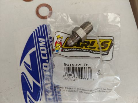 1992 Ford Bronco - 3AN to 7/16th fitting from Earls that I'll be using for the T-bird caliper swap.
