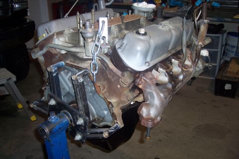 1995 Ford Bronco - Engine assembly on a stand, ready for installation or rebuild.