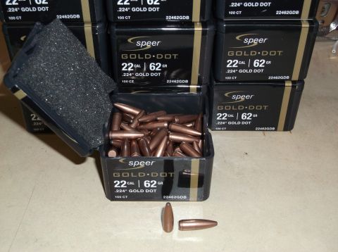 1995 Mercury Grand Marquis - A box of Speer Gold Dot 22 caliber, 62 grain bullets is shown, with loose rounds in the foreground.