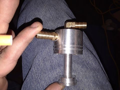 1994 Ford Bronco - Custom aluminum oil catch can with brass fittings is shown.