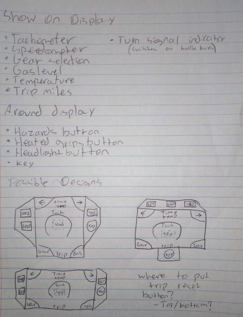 1982 Yamaha Virago - Original notes for what components to include and possible design.