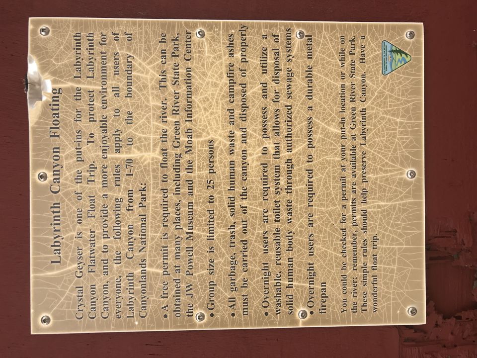 Sign for Labyrinth Canyon Floating
