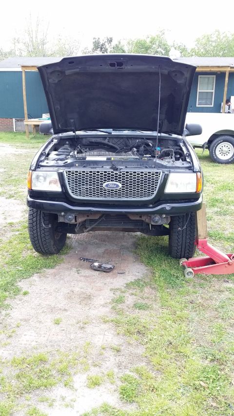 2003 Ford Ranger - Trying to straighten out the front bumper. Note to self: paint that grill.