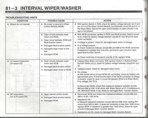 1996 Ford Bronco - Interval Wiper/Washer - 3