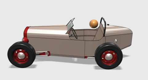 1995 Peterbilt 379 - A tan hot rod with red accents is shown from the side against a white background.