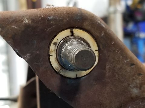 1995 Ford F-150 - That tiny gap between the shaft & the white plastic bushing is enough to make the clutch move to the bottom of the pedal's travel. If allow…