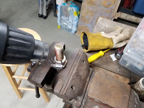 1995 Ford F-150 - Using this bolt as a mold makes the bushing rounder than using the hose clamp alone. I preheated the bolt, and heated it longer this time b…