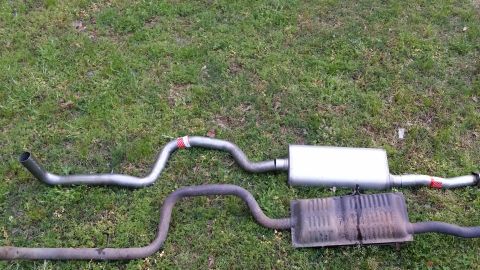 2003 Ford Ranger - Old exhaust on the bottom (duh) Dynomax UltraFlo 2.5 on top. Whole thing from pulling off to installation took only a couple hours...most d…
