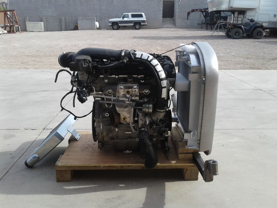 Diesel engine and radiator assembly on a pallet