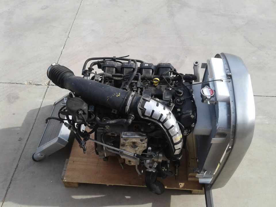 V6 engine with intercooler and radiator on a pallet