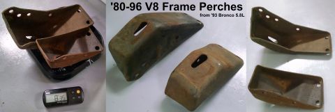 1983 Ford Bronco - Smallblock V8 Frame Perches for '80-96 (& '97 >8500GVWR) F-series & Bronco IF THE IMAGE IS TOO SMALL, click it. May fit other V8 engines