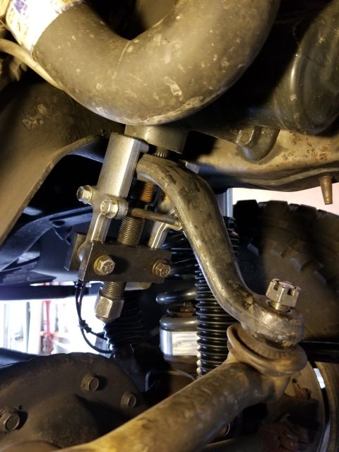 1996 Ford Bronco - Underside view of a vehicle's steering linkage assembly, showing mechanical components.