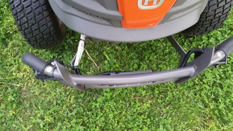 2007 Subaru Impreza - Close-up of a lawn tractor's front, showing the wheels and bumper assembly.