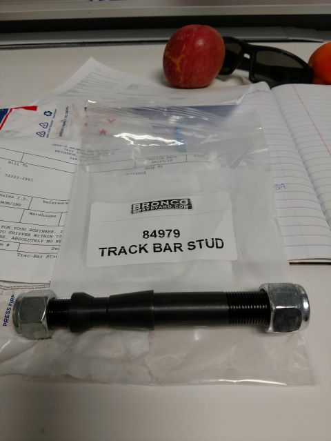 1992 Ford Bronco - Track bar repair stud for the dana44 solid axle from Bronco Graveyard. Used to address the problem where the hole gets wallered out from th…